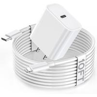 10FT Extra Long Fast  Charger Travel Plug Adapter 20W Super Quick  Charging USB C Wall Charger Block with 10Foot Lightning Ca...