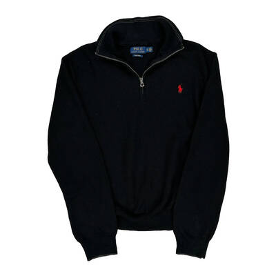 Ralph Lauren Graphic 1/4 Zip - XL Black Cotton