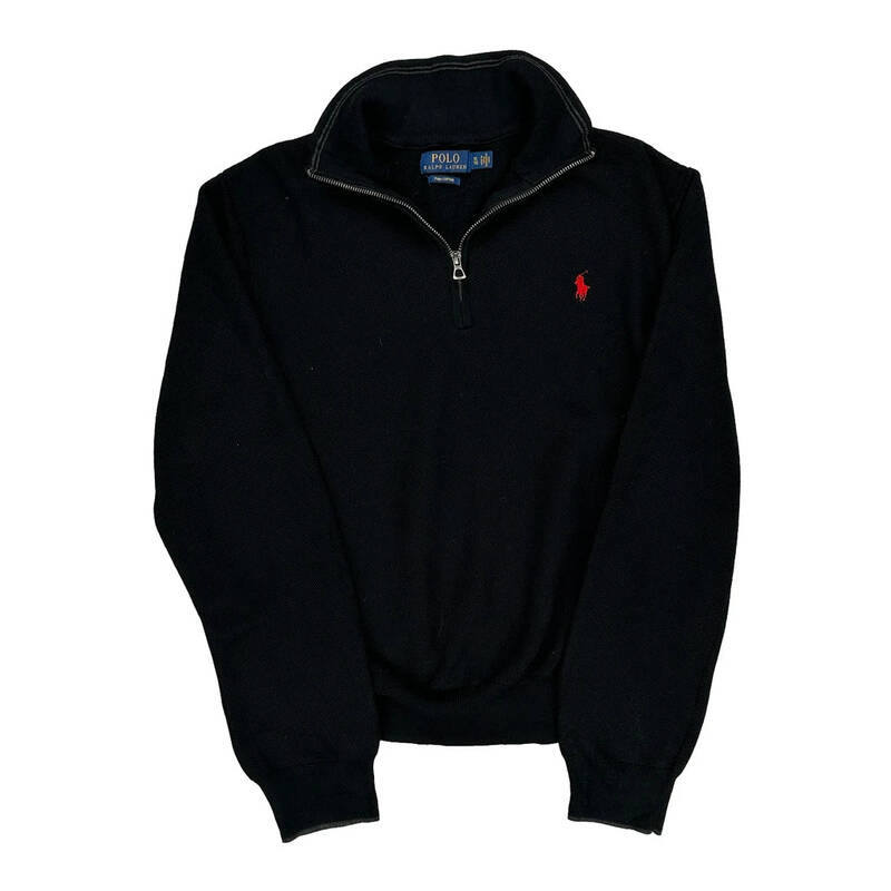 Ralph Lauren Graphic 1/4 Zip - XL Black Cotton