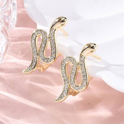 Brass Clear Cubic Zirconia Hoop Earrings