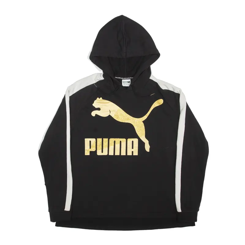 PUMA Hoodie Black Pullover Womens UK 14
