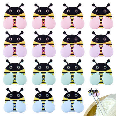 16Pcs 4 Colors Bees Food Grade Eco-Friendly Silicone Focal Beads