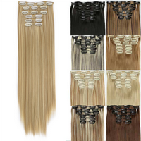 Mystique Hair 24 Inch Clip-in Hair Extensions, 6pcs Long Straight Natural & Soft Synthetic Extensions for Women's Daily Wear ...