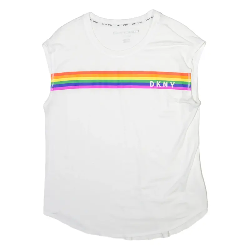 DKNY Sport Rainbow Womens T-Shirt White XS