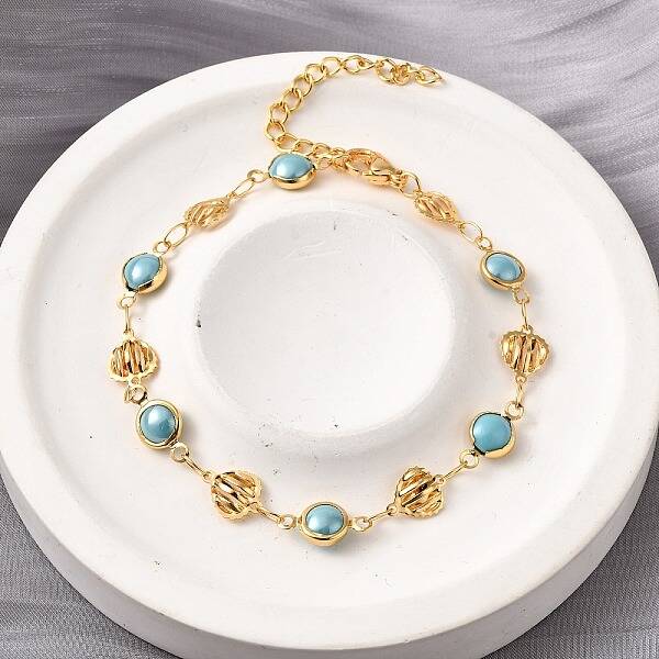 304 Stainless Steel Glass Link Bracelets for Women