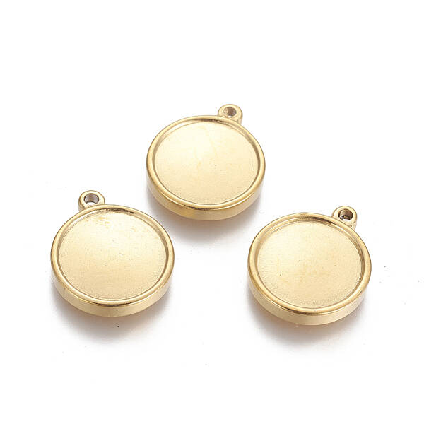 PVD Vacuum Plating 304 Stainless Steel Pendants Cabochon Settings