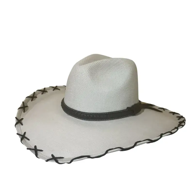 Bonanza Wide-Brim Llanero Hat Unisex Cowboy-Style Hat with Black Rope Trim & Scalloped Edge Design