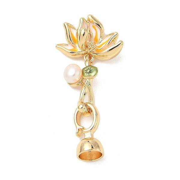 Brass Natural Pearl Enamel Fold Over Clasps