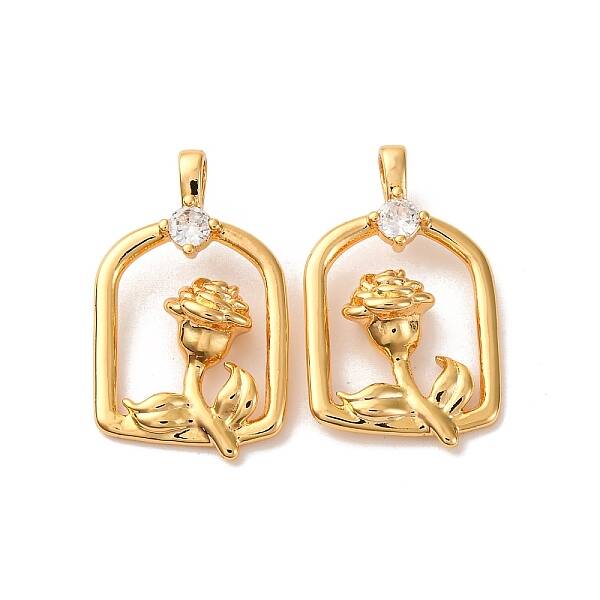 Brass Micro Pave Cubic Zirconia Pendants