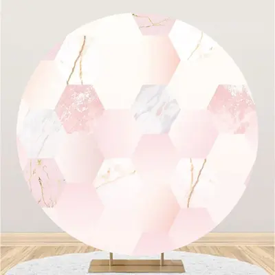 Aperturee Glitter Pink Gradient And Gold Themed Round Backdrop | Circle Background For Party | Circle Birthday Backdrop Cover...