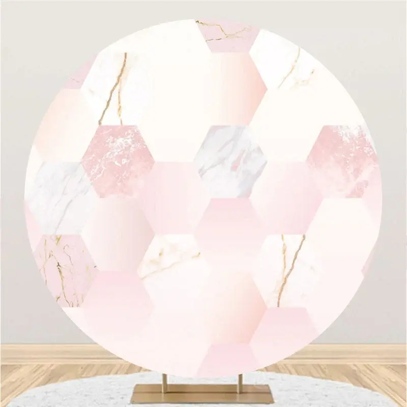 Aperturee Glitter Pink Gradient And Gold Themed Round Backdrop | Circle Background For Party | Circle Birthday Backdrop Cover...