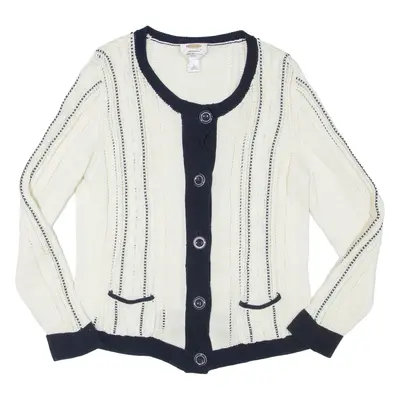 TALBOTS Womens Cardigan Cream Tight Knit L
