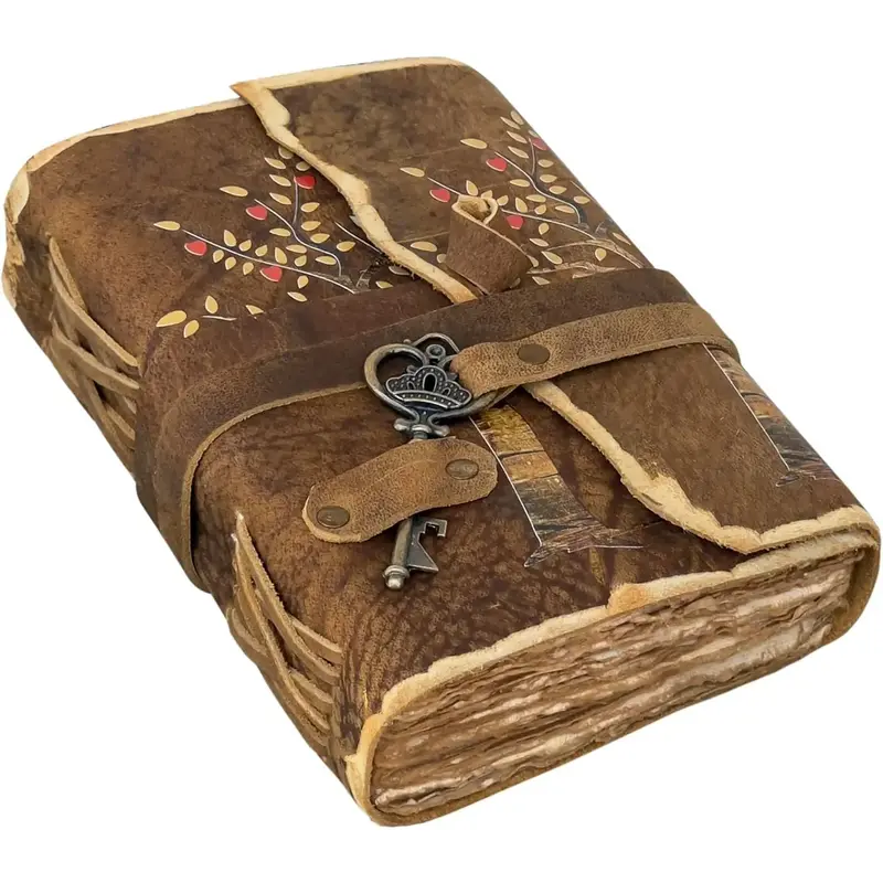 Tree of Life  Journal - Antique Handmade Deckle Edge Vintage Paper  Print Bound Journal - Book of Shadows Journal -  Sketchbo...