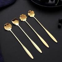 Stainless Steel Coffee Spoon Set, 4 Counts/set Long Handle Ice Cream Dessert Spoon, Kitchen Utensils for Home Dining Room Pic...
