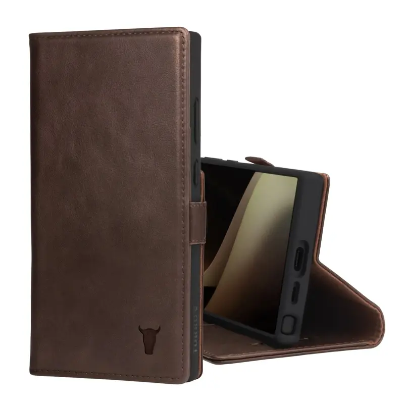Samsung Galaxy S24 Ultra Leather Case (with Stand Function) - Dark Brown