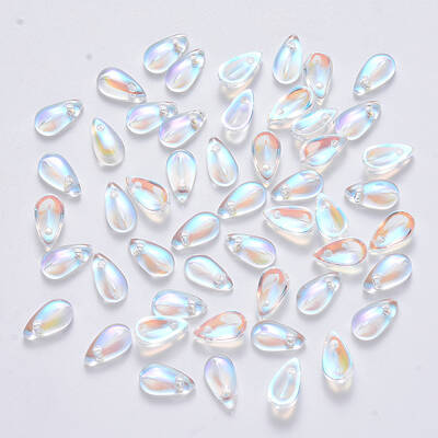 Transparent Spray Painted Glass Charms