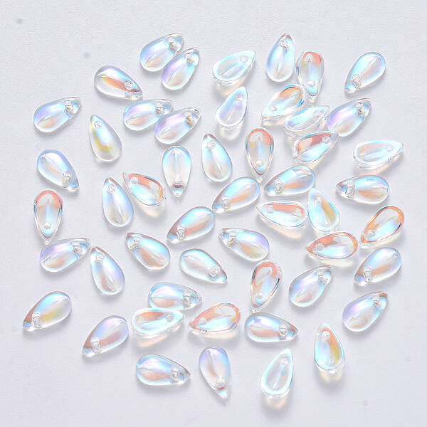 Transparent Spray Painted Glass Charms