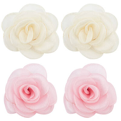 4pcs 2 colors Detachable Artificial Rose Organza Shoe Decoration