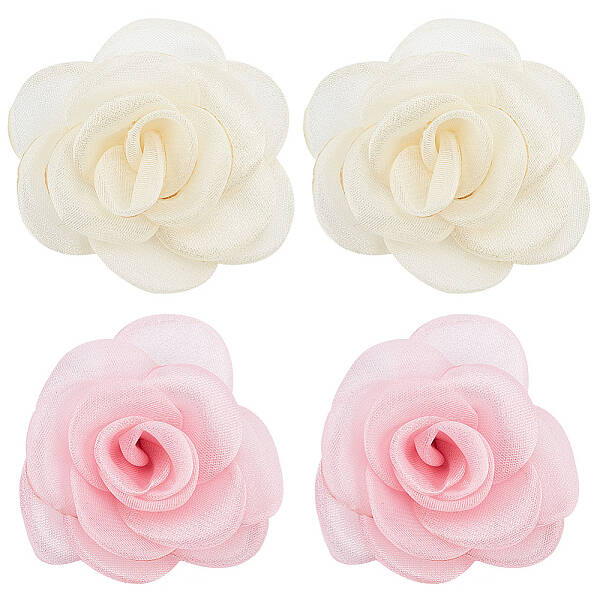 4pcs 2 colors Detachable Artificial Rose Organza Shoe Decoration