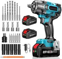 21V Cordless Impact Wrench,Rechargeable Brushless Dual-Purpose Wrench 1/2 inch Max Torque 800N.m, 2Pcs 5.5Ah Battery, 6 Socke...