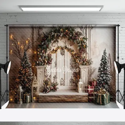 Vintage Wall Wreath Berry Arch Christmas Backdrop - Aperturee