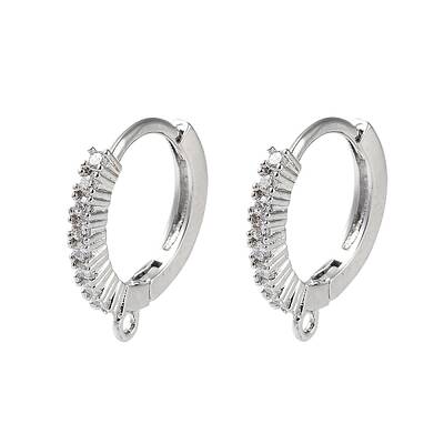 Brass Micro Pave Cubic Zirconia Hoop Earrings Findings