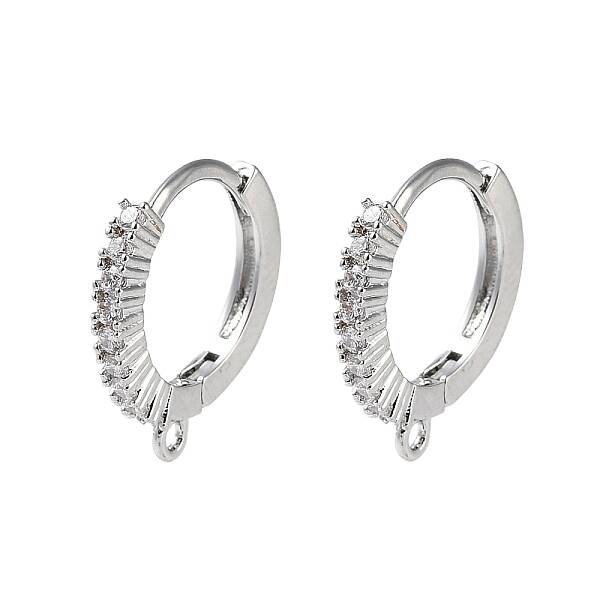 Brass Micro Pave Cubic Zirconia Hoop Earrings Findings