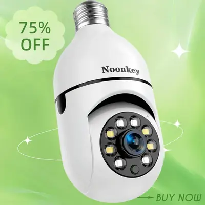 2K/3MP Light Bulb Security Camera 2.4Ghz Wi-fi Indoor/Outdoor Full Color Day/Night Camera, Motion Detection, Sound & Light Al...
