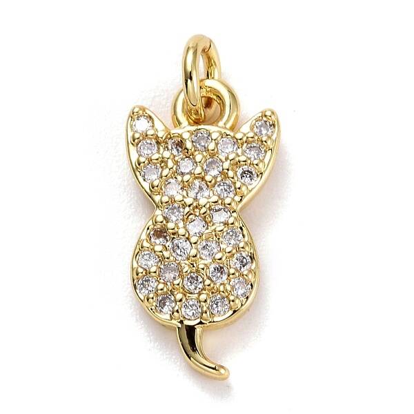 Brass Micro Pave Clear Cubic Zirconia Charms