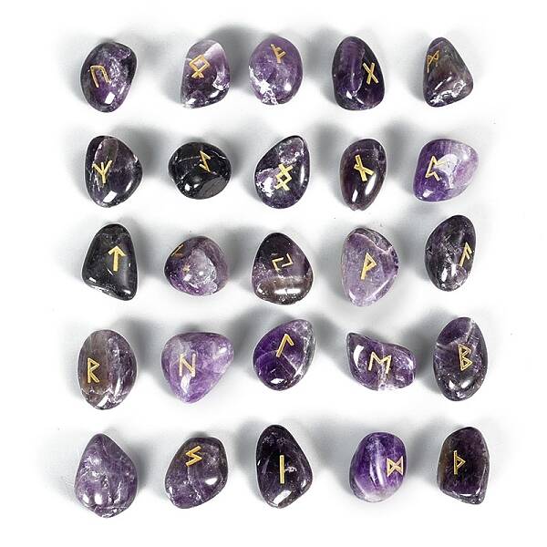 Natural Amethyst Rune Stones