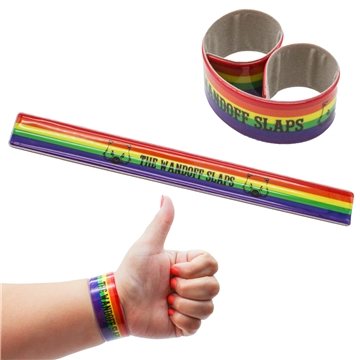 300 Promotional Rainbow Slap Bracelet - Snap Action