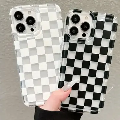 Checkerboard Pattern Phone Case, Shockproof Phone Protective Cover, Phone Accessories Compatible with iPhone 11 12 13 14 15 ...