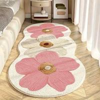 Flower Pattern Non-slip Washable Rugs Floor Mat, Rectangular Soft Organic Cotton Floor Carpet, Floral Area Rug, Decorative Ar...