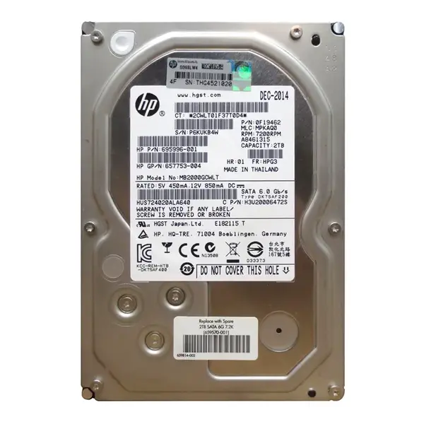 695996-001 HP 2TB 6Gb/s SATA 7200 3.5-Inch Hard Drive