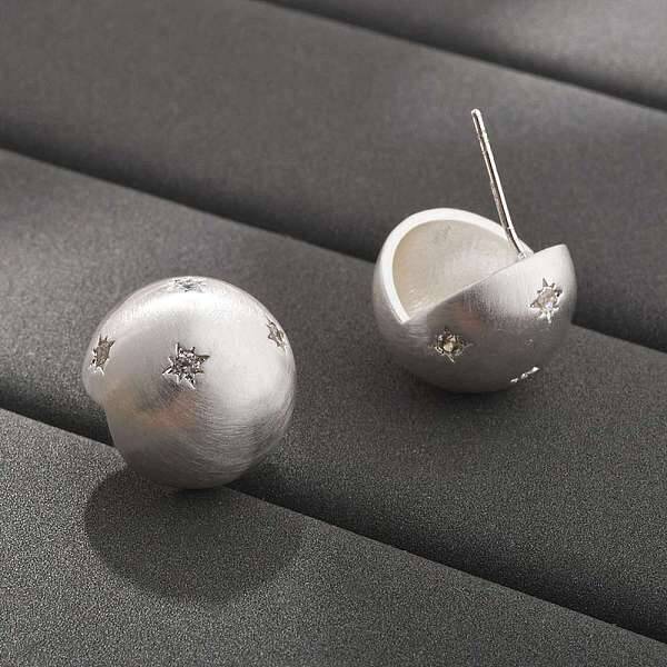 Brass Micro Pave Clear Cubic Zirconia Stud Earrings