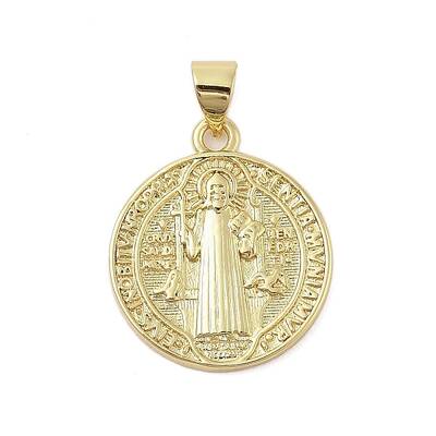 Flat Round Real 18K Gold Plated Rack Plating Brass Pendants