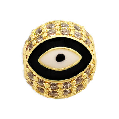 Brass Micro Pave Clear Cubic Zirconia Beads