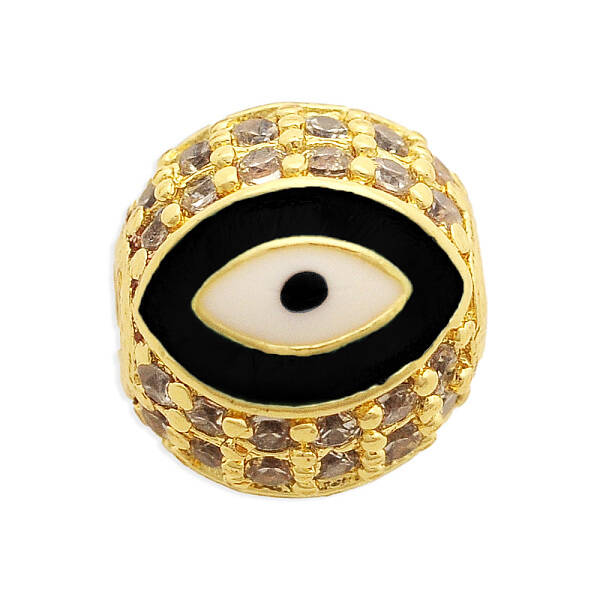 Brass Micro Pave Clear Cubic Zirconia Beads