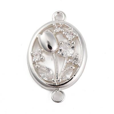 Brass Pave Clear Cubic Zirconia Connector Charms