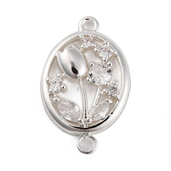Brass Pave Clear Cubic Zirconia Connector Charms