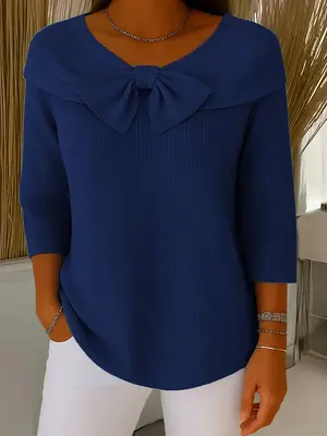 Serenna β Women's Sweater with Bow and Round Neckline