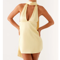 Women's Sexy Neck Hanging Mini  Dress, With A Large Backless+scarf ,suitable For Party Club Dates，casual Summer Dresses