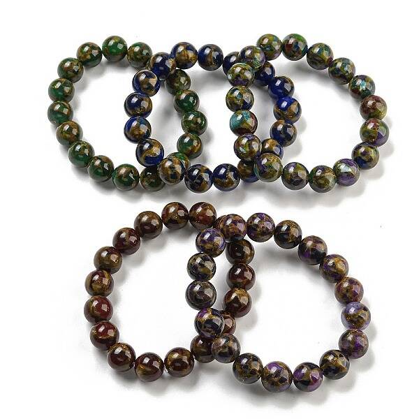 Round Synthetic Gold Clinquant Stone Stretch Bracekets