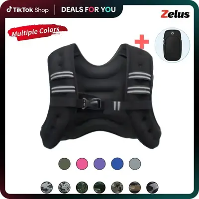 【Fall Deals For You】ZELUS Weighted Vests-6/8/12/16/20/25/30lbs Rucking vest with Detachable Phone Pouch&Reflective Stripe...