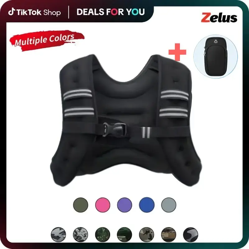 【Fall Deals For You】ZELUS Weighted Vests-6/8/12/16/20/25/30lbs Rucking vest with Detachable Phone Pouch&Reflective Stripe...