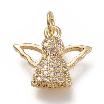 Brass Micro Pave Clear Cubic  Zirconia Pendants