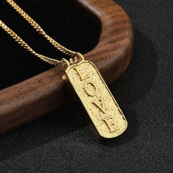 304 Stainless Steel Rectangle Number Pendant Necklaces