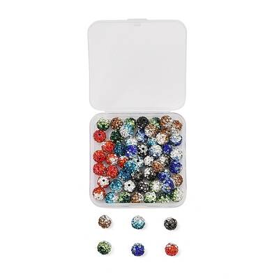 60Pcs 6 Color Handmade Polymer Clay Rhinestone Beads