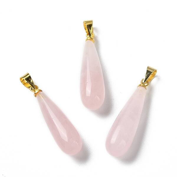 Natural Rose Quartz Teardrop Pendants