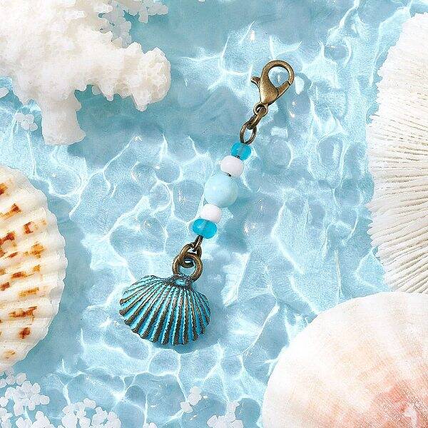 Ocean Theme Alloy Charm & Glass Beads Pendant Decorations